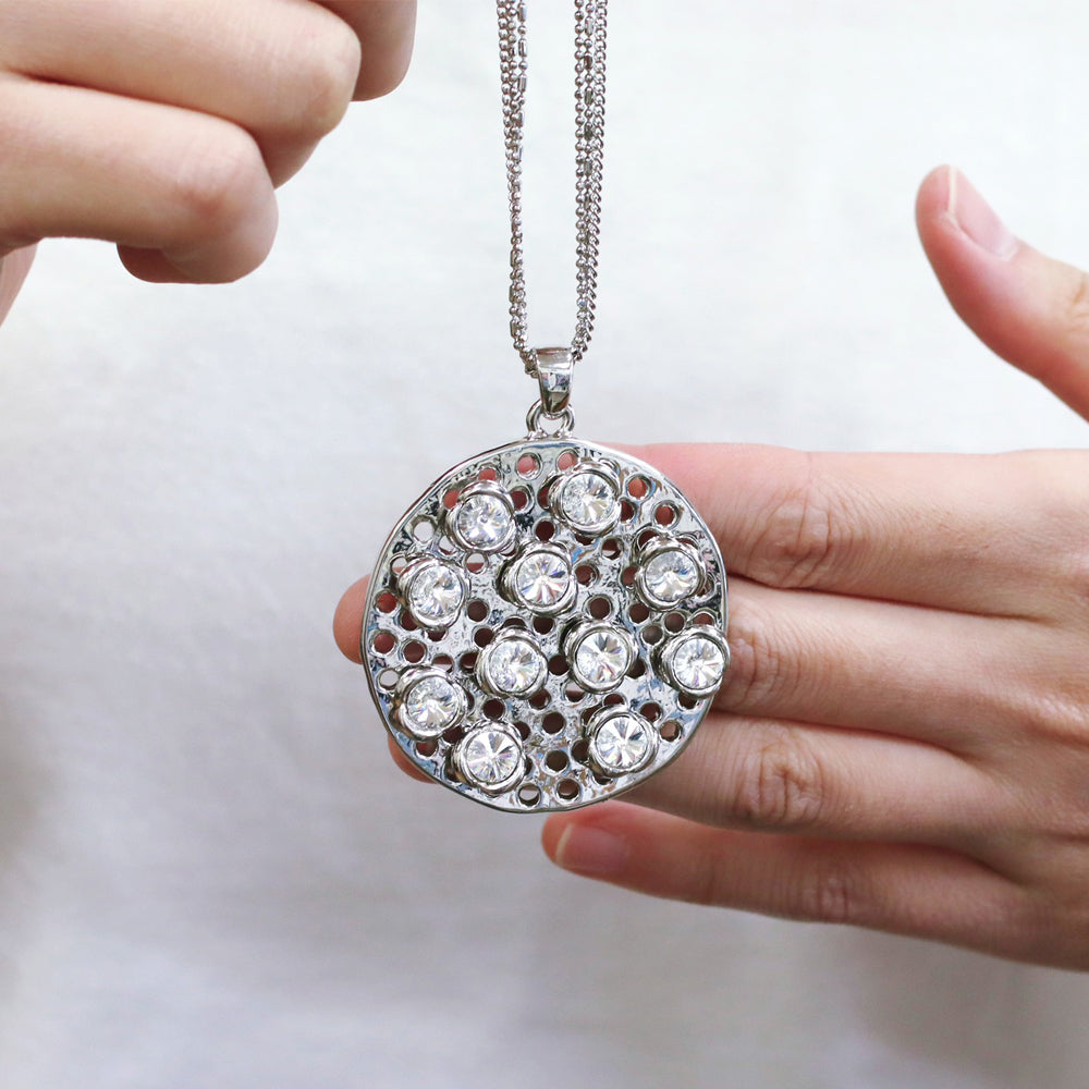 BNP Jewelry Big Flower Crystal Long Chain Necklace Luxury Pendant High end Design Made in Korea